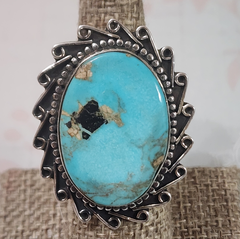 Turquoise and Sterling Southwestern Women's Ring
